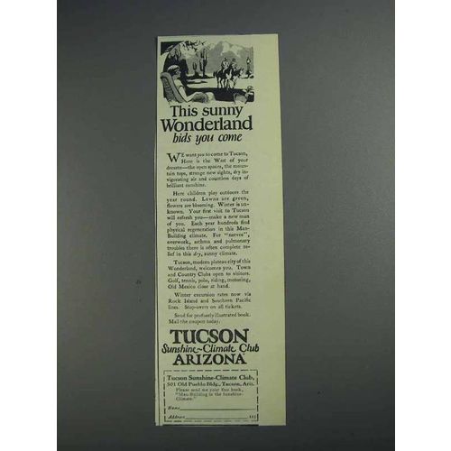 1925 Tucson Arizona Ad - This Sunny Wonderland Bids You