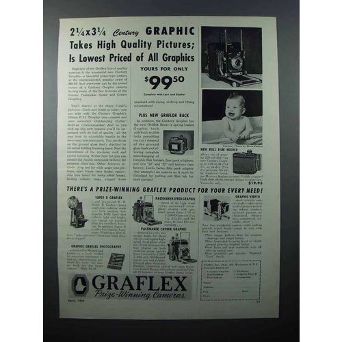 1950 Graflex Century Graphic Camera Ad - Quality