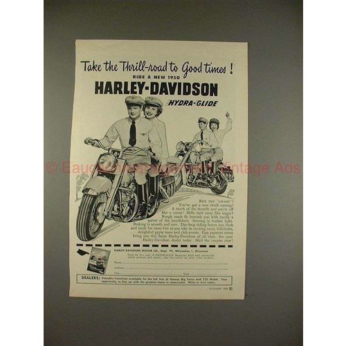 1950 Harley Davidson Hydra-Glide Motorcycle Ad, Thrill!