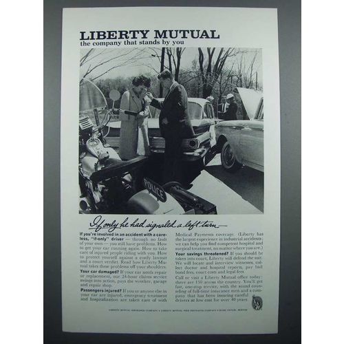 1961 Liberty Mutual Insurance Ad - Signaled Left Turn