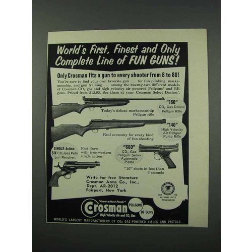 1961 Crosman Gun Ad - 160, 140, 600, Single-Action Six