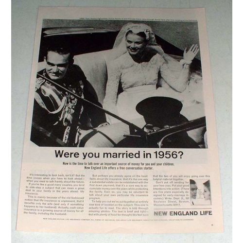 1964 New England Life Ad, Prince Ranier, Grace Kelly