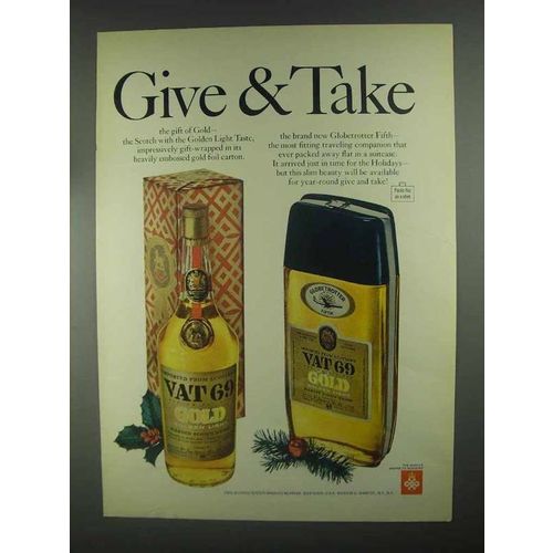 1967 Vat 69 Gold Scotch Ad - Give & Take
