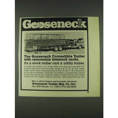 1978 Gooseneck Convertible Trailer Ad - Livestock Racks