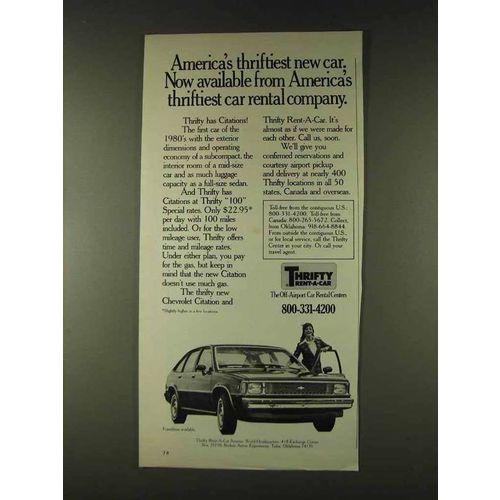 1979 Thrifty Rent-a-car Ad - America's Thriftiest