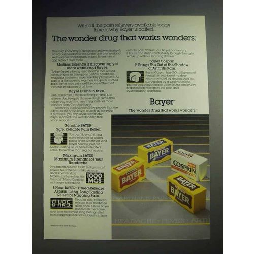 1985 Bayer Aspirin Ad - Wonder Drug That Works Wonders