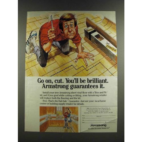 1986 Armstrong Trim and Fit Kit Sheet Vinyl Floor Ad - Go On, Cut
