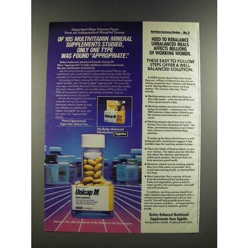 1986 Upjohn Unicap M Ad - Need to Rebalance Unbalanced Meals