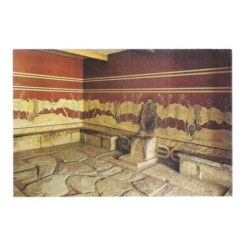 THE THRONE OF MINOS. KNOSSOS, CRETE, GREECE used postcard. 1979 postmark