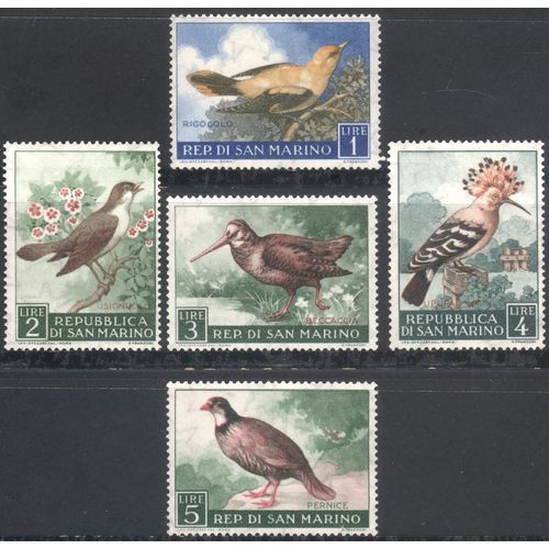 San Marino 1960 - SG593-597 - Birds x 5 selection - MNH