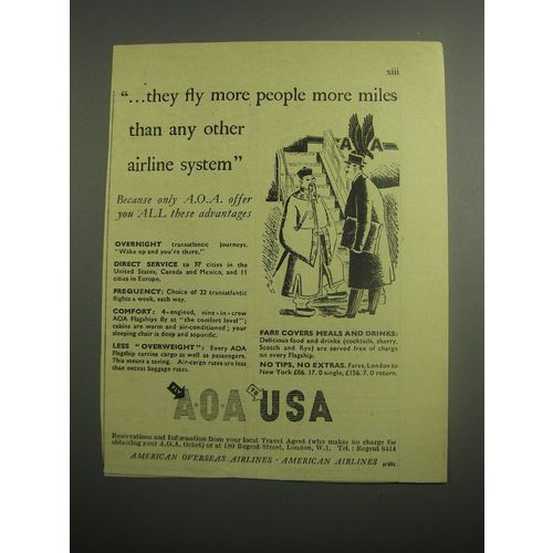 1948 AOA American Overseas Airlines Ad - They fly more people more miles