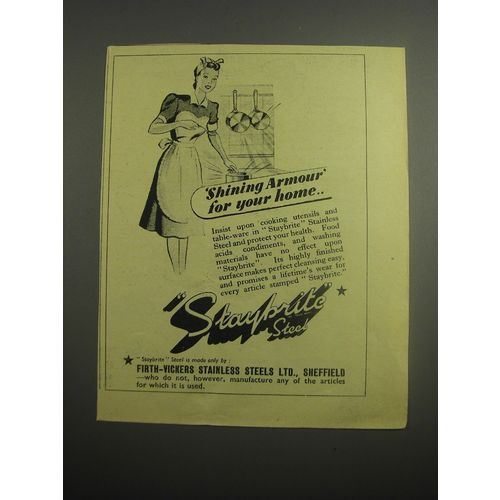 1948 Firth-Vickers Staybrite Steel Ad - Shining armour for your home