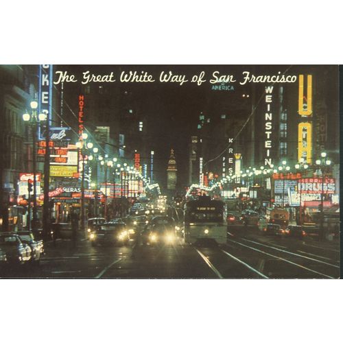 USA Postcard - The Great White Way, Market Street, San Francisco, California