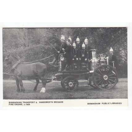 Handsworth Fire Brigade Engine Birmingham Public Libraries Reproduction Postcard