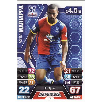 Match Attax 2013/2014 77 Adrian Mariappa Crystal Palace