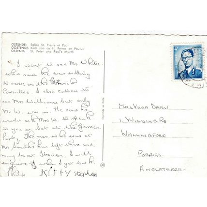 Ostende St Peter and St Pauls Church Belgium Postcard posted 1970 VGC