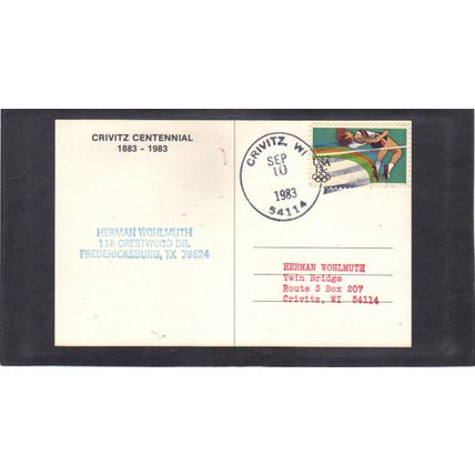Event Postcard Crivitz Centennial 2049 13c High Jump CV03697