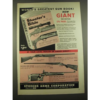 1960 Stoeger Arms Ad - Franchi Deluxe Magnum Wildfowler, Sauer Model 60 Shotguns