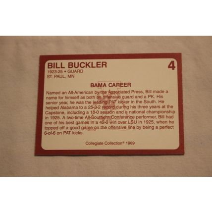 Bill Buckler 1989 Collegiate Collection Alabama's Finest NO, 4