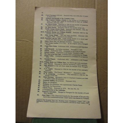 MADAME TUSSAUD'S Exhibition, LONDON 1961 guide 12 pages vgc =