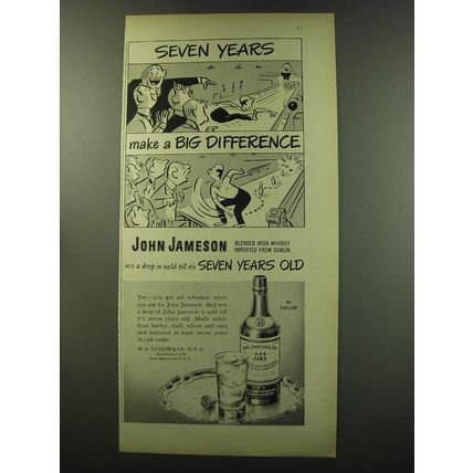 1949 Jameson Whiskey Ad - Seven Years make a big Difference - Bowling