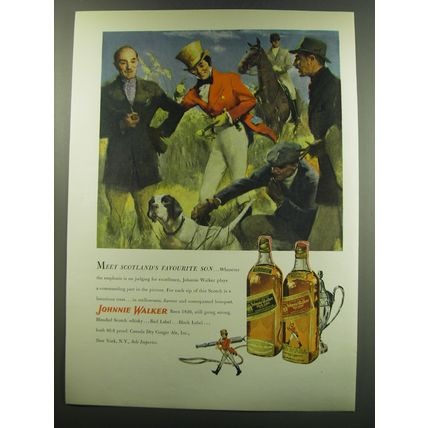 1949 Johnnie Walker Scotch Ad - Scotland's Favourite Son