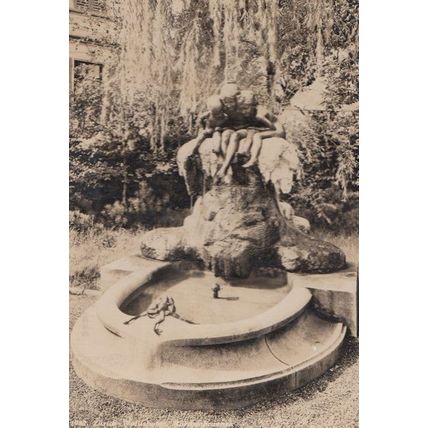 Monument Of Swiss Water Children & Giant Toad Statue RPC Postcard