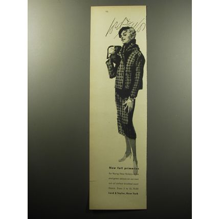 1957 Lord & Taylor Fashion Advertisement - New fall primaries
