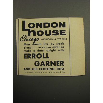 1957 London House Chicago Ad - Erroll Garner and his exciting trio