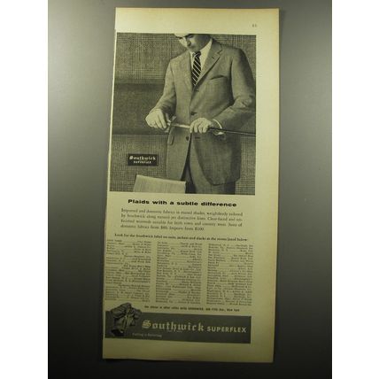 1957 Southwick Superflex Suits Ad - Plaids with a subtle difference