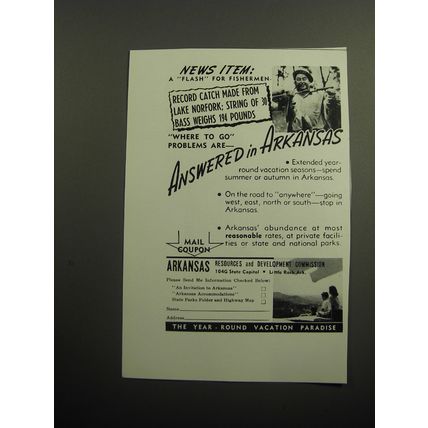 1949 Arkansas Resources and Development Commission Ad - A Flash for Fishermen