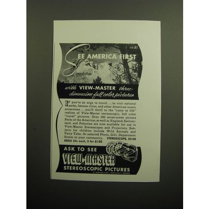 1949 View-Master Stereoscope Ad - See America First with View-Master