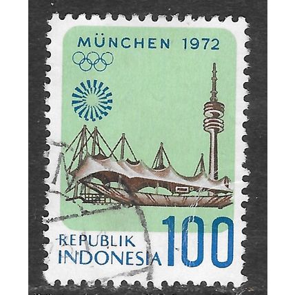 INDONESIA 1972 OLYMPIC GAMES USED crazing fault MUNICH SPORTS STADIUM TOWER