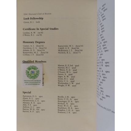 BOOK OF THE HARVARD CLUB OF BOSTON 75th ANNIVERSARY 1908-1983