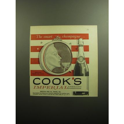 1958 Cook's Imperial Champagne Ad - The smart champagne
