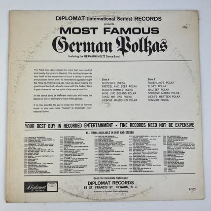 Hermann Holtz Dance Band Most Famous German Polkas Vinyl LP Record Album FS-302