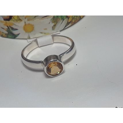 3/4ct Natural 6.0mm Round Bezel Sterling Silver simple 3.0mm Band Ring #20031