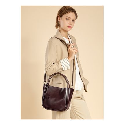 Women Tote Bag Retro Genuine Leather Crossbody Bag Brown