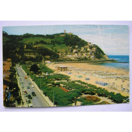 1960 postcard San Sebastion, Ondarreta Beach