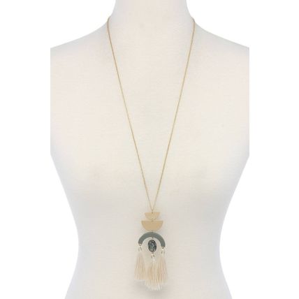 New Half Circle Metal Tassel Pendant Necklace