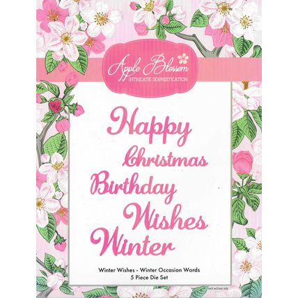 Apple Blossom. Winter Occasion Words Die Set. Die Cutting Cardmaking Crafts