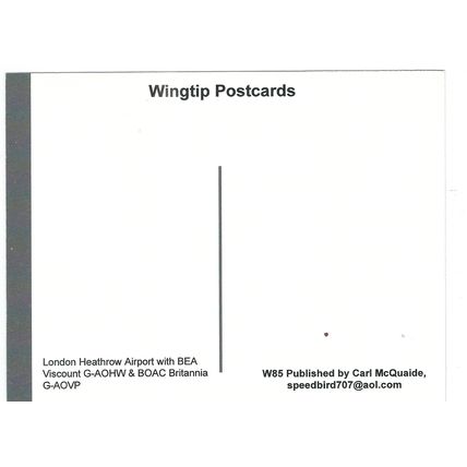 VISCOUNT AIRCRAFT B.E.A AT HEATHROW AIRPORT CARD NO W 85