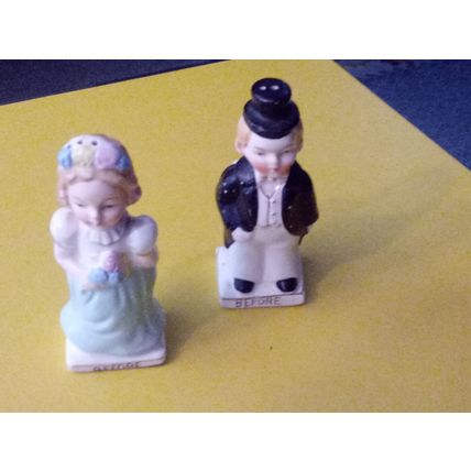 Old Vintage Original Bride & Groom Salt & Pepper Shakers 1950s