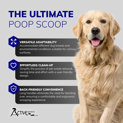 Activedogs Dog Poop Scooper Heavy Duty - Best Ever Dog Pooper Scooper - Flat Sty