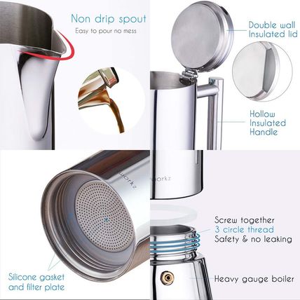 Easyworkz Diego Stovetop Espresso Maker Stainless Steel Italian Coffee Machine M