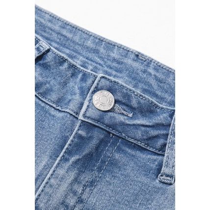 Beau Blue Vintage Stitching Raw Hem Flared Jeans