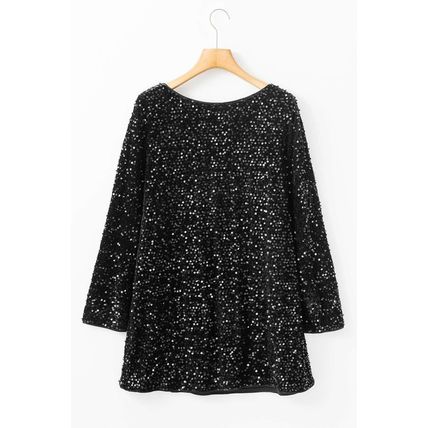 Black Sequin Long Sleeve Knot Cutout Back Mini Dress