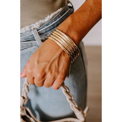Gold Multi Layer Plated Alloy Bangle Bracelet