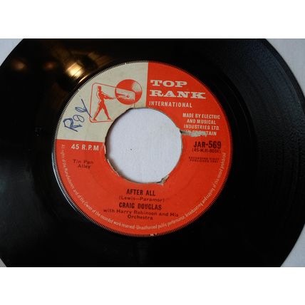 7" 1961.CRAIG DOUGLAS. TIME. TOP RANK. JAR -569AFTER ALL. VERY GOOD PLUS.