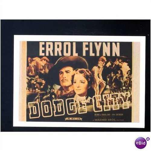 Cinema DODGE CITY Errol Flynn, Olivia de Havilland Postcard